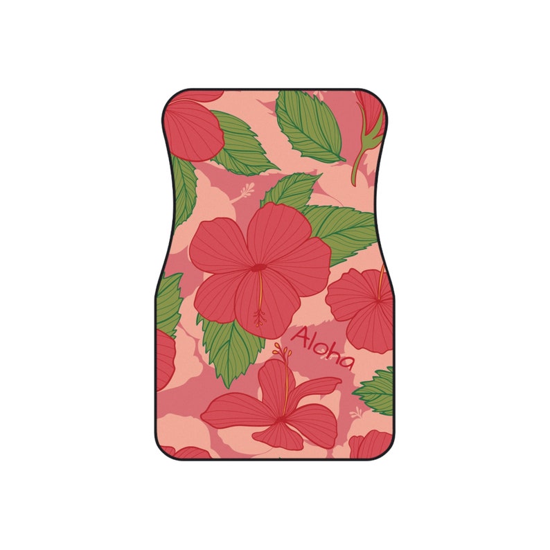Surf's Up-stijl: Aloha Hibiscus-automatten aan de voorkant: rijd in tropische sferen! afbeelding 4
