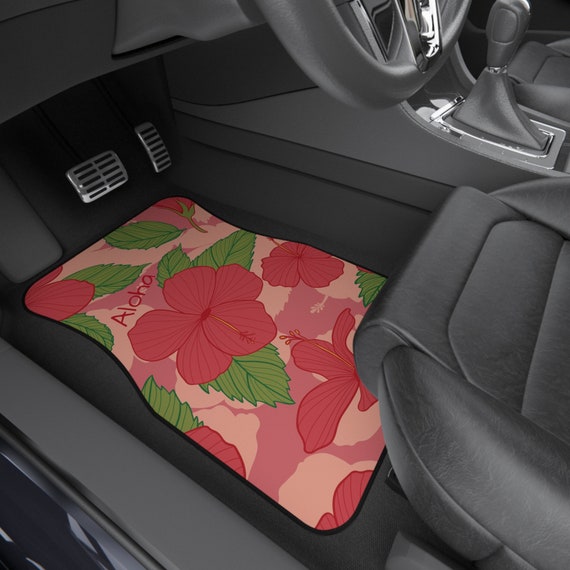 Surf's Up Style: Aloha Hibiscus Front Car Mats - Ride in Tropical Vibes!