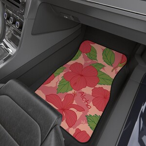 Surf's Up-stijl: Aloha Hibiscus-automatten aan de voorkant: rijd in tropische sferen! afbeelding 6