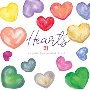 Schattig hart clipart, krijt, oliepastel handgeschilderde, liefde clipart, Valentijnsdag, veelkleurig, regenboogkleur, PNG, Instant download, Baby