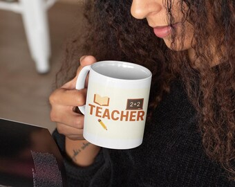 Teacher Coffee Mug – Cute Gift for Teachers – School Classroom Mug – Book Pencil Blackboard Design – 11oz / 15oz