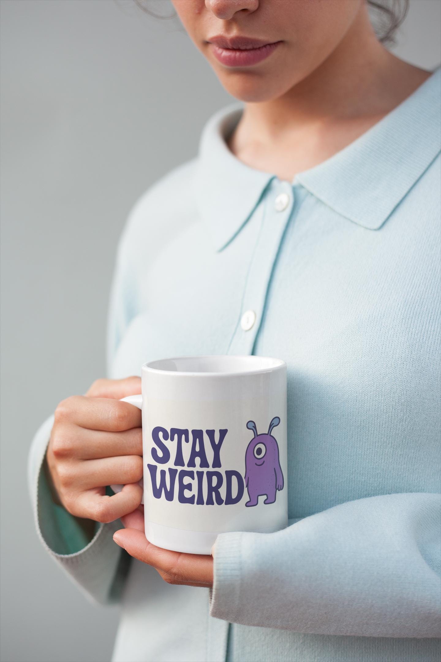 Stay Weird 2 Mug - Cute Alien Coffee Cup, Proudly Different Funny Tea Mug, Unique Space Creature Hot Chocolate Mug Gift, Quirky UFO Cup,