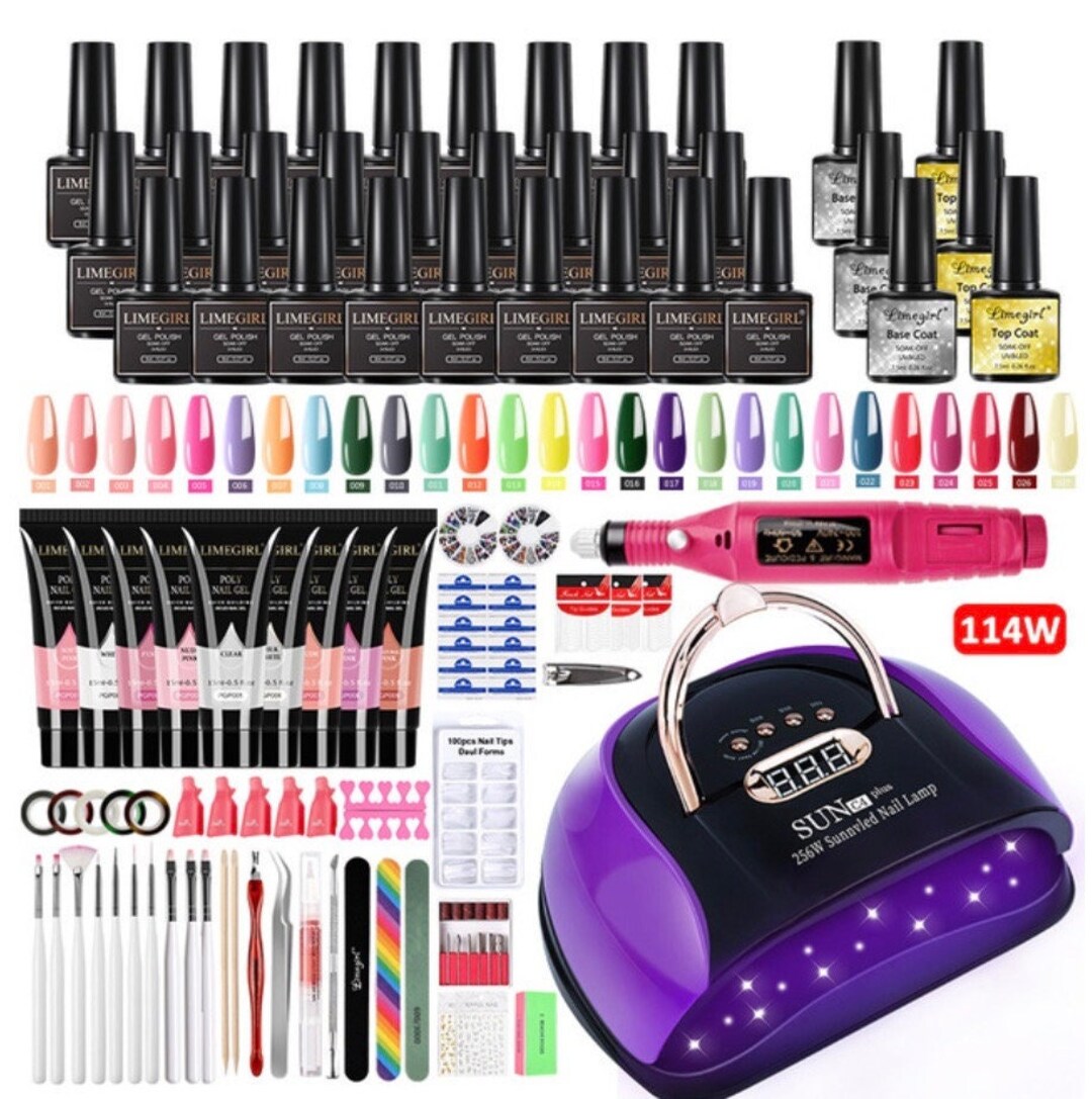 Nail Art Kit Acrylic Nail Kit for Nail Extension Set Nail Gel Quick