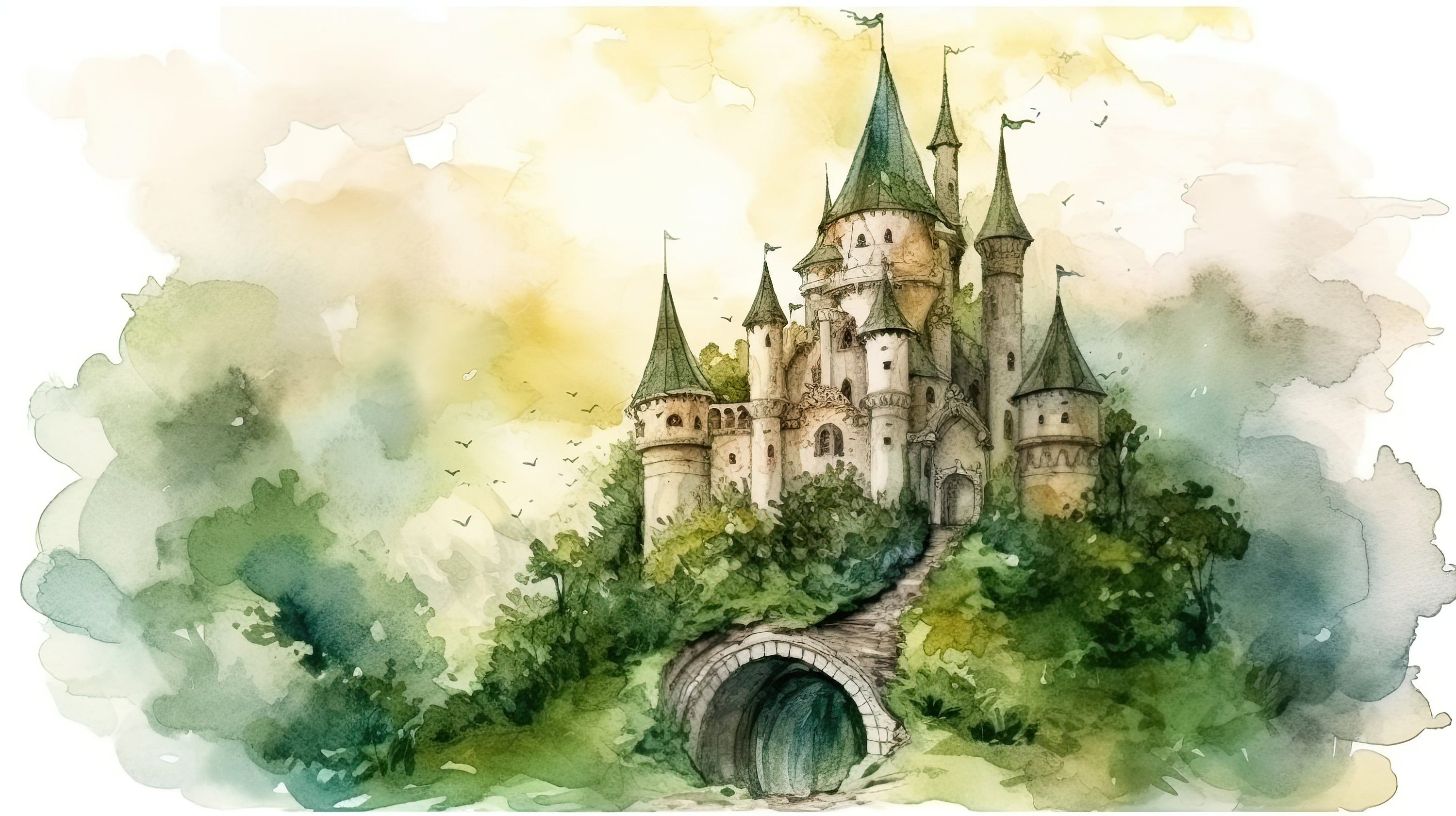 Vintage Style Fantasy Castle Watercolor Illustration - Etsy