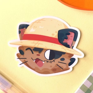 Adorable Pirate Cat Sticker - The Perfect Gift for Manga and Anime Lovers Who Adore Kawaii Art