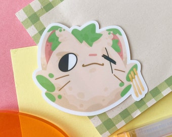 Cat Zoro Sticker – Fun Anime-Inspired Vinyl Decal for Fans | Cute Swordsman Cat for Laptops & Water Bottles
