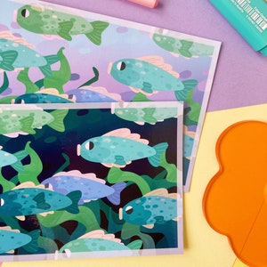 Postcard - swimming fishes