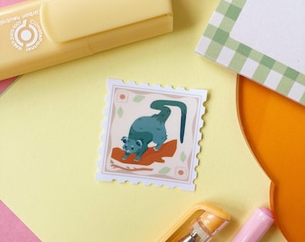 Binturong Sticker Stamp - Exotic Animal Lover Gift with Handmade Die-Cut Art