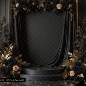 Elegant Black & Gold Backdrop | Digital Download | Birthday, Maternity, Events | Printable Digital Backdrop | Gatsby Glam | Photobooth