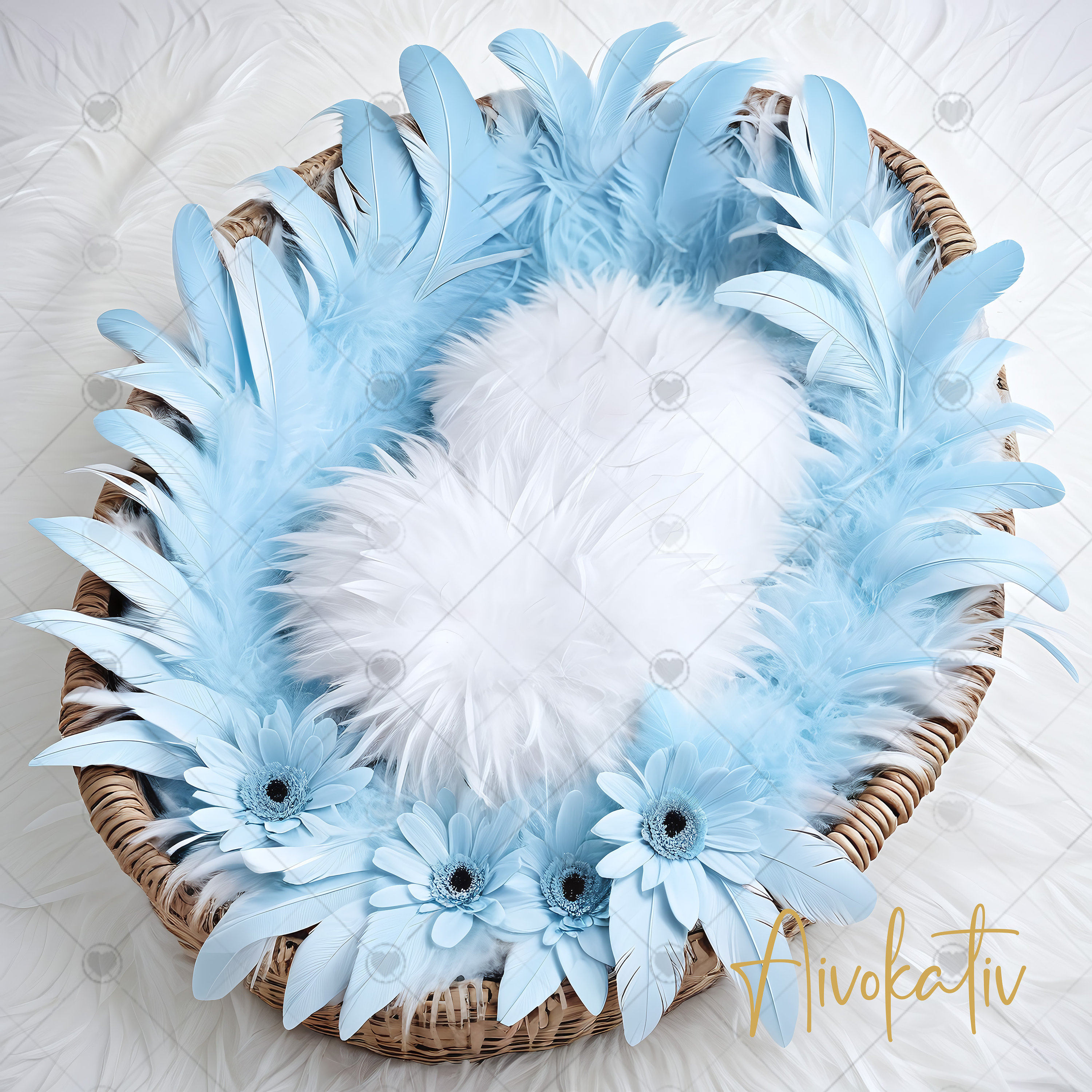 Beautiful Blue and White Baby Digital Photography Backdrop, Digital ...