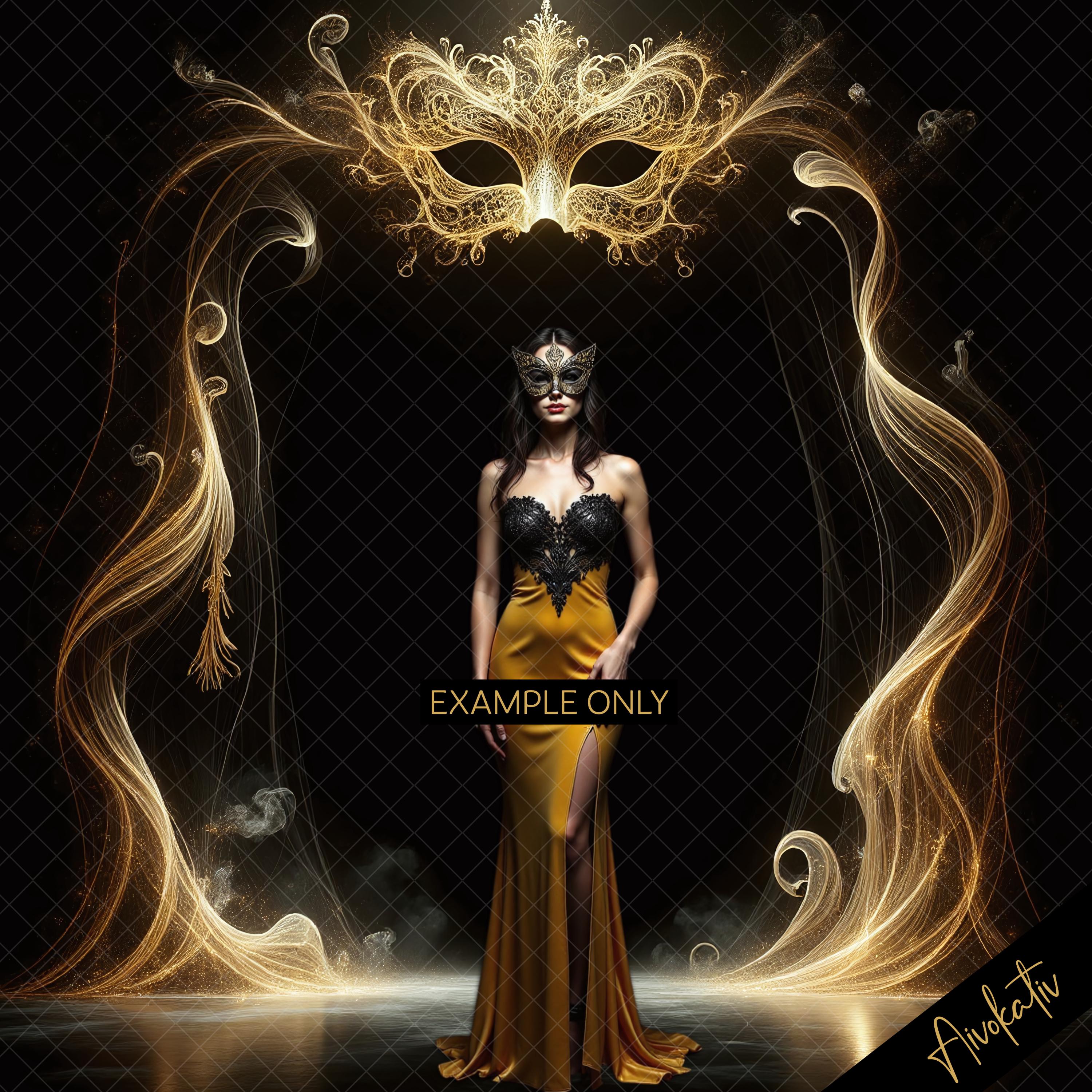 Elegant Black & Gold Masquerade Digital Photography Backdrop ...
