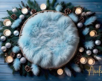 Winter Holiday Baby Digital Photography Backdrop, Digital Background Newborn Christmas Backdrop, Christmas Baby Photography Background