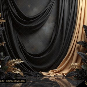 Elegant Black & Gold Backdrop | Digital Download | Birthday, Maternity, Events | Printable Digital Backdrop | Gatsby Glam | Photobooth