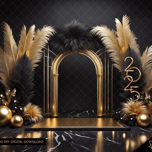 Roaring 20s Party Banner - Black & Gold Vintage Speakeasy Decor For 1920s Theme