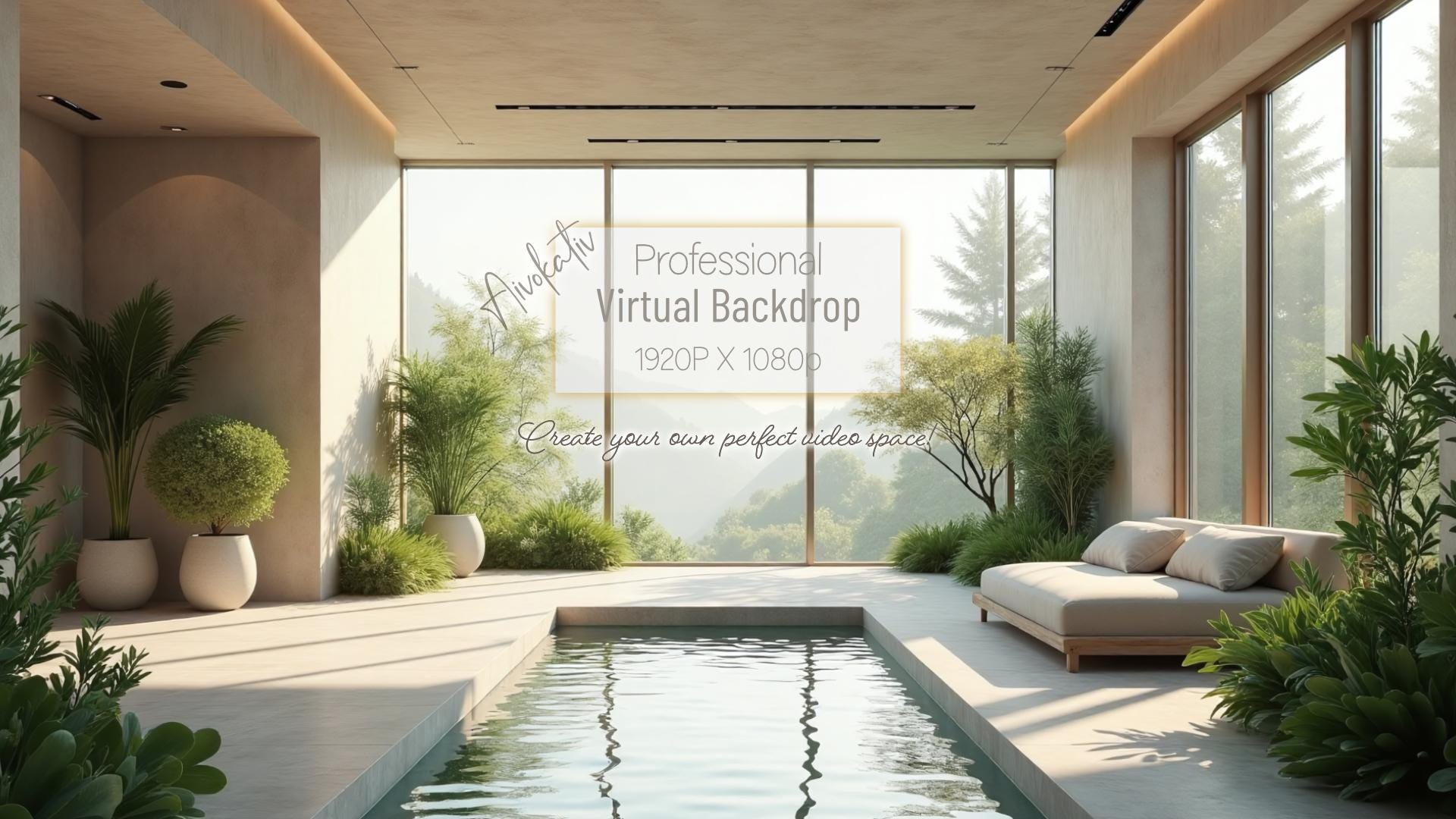 Natural Virtual Backdrop – Professional Home Office Backdrop | Zoom / Teams Virtual Background | 1920x1080 HD | Clear & Blurred Versions