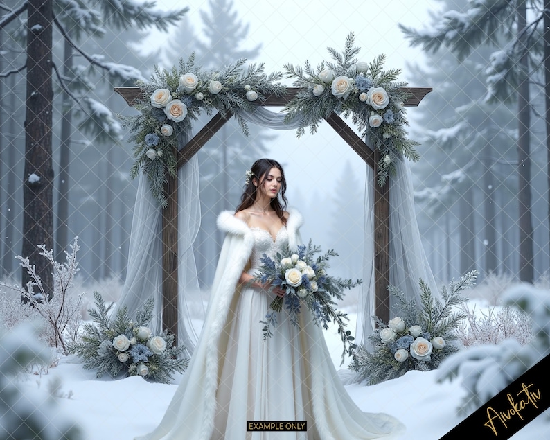 Elegant Winter Wedding Arch Backdrop | Digital Download | Wedding ...