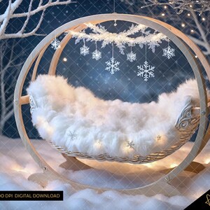 Winter Baby Digital Photo Backdrop, Holiday Digital Backdrop, Newborn Christmas Digital Backdrop, PS Overlay Baby, Digital Newborn Backdrop