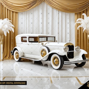 Elegant White & Gold Art Deco Digital Photography Backdrop, Roaring 20&#39;s Style Digital Background, Gatsby Digital Backdrop Photoshop Overlay