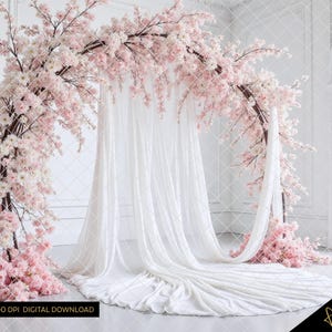 桜のデジタル写真背景、桜のアーチデジタル背景、誕生日、結婚式、マタニティの写真背景