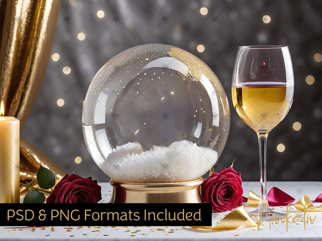 Golden Snow Globe Photo Insert Digital Backdrop Composite Photography