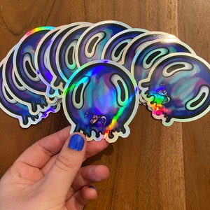 holographic Sticker "Soap die Seifenblase" Aufkleber – 6,5cm x 7cm – Wetterfest – süßer Charakter – Künstlerin Joca