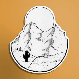 Full Moon Desert Waterproof Vinyl Bumper Sticker