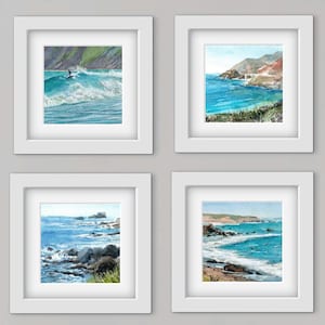 California Coast Mini Watercolor Print | Small Original Art | Big Sur & Point Reyes Seascape