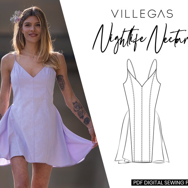 Nightlife Nectar Dress | Dress Pattern | Night Out Dress | Mini Dress Pattern | Summer Dress | PDF Pattern | Sizes 34-46 / 2-14 | A4-US