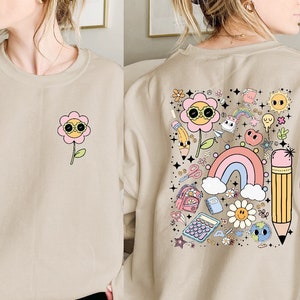 Retro Teacher Sweatshirt, Teacher Life Sweatshirt, Teacher Sweatshirt, Teacher Clipart Sweatshirt, Back to School Sweat, Cute Teacher Sweat