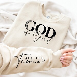 Moletom com capuz "Deus é bom o tempo todo", moletom cristão com manga estampada, moletom "Amante de Deus", moletom cristão, moletom da igreja