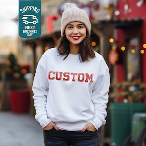 Custom collage style Sweatshirt, Team Name Sweatshirt, Personalized Sweater,Glitter font , glitter varsity font,  Custom Name Sweater