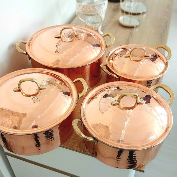 2 mm Hammered copper pot set,handmade copper cookware,copper cooking pot,modern copper,copperware,copper pot,gift for mother,soup cooker pot