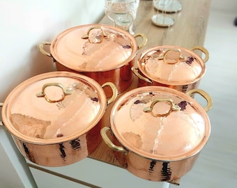 2 mm Hammered copper pot set,handmade copper cookware,copper cooking pot,modern copper,copperware,copper pot,gift for mother,soup cooker pot