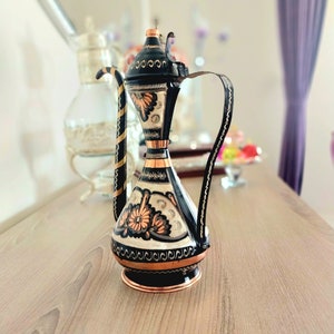 Copper Oil Bottle, Turkish Oil Container, Olive Oil Dispenser, Olive Oil Container, Copper Pitcher, Olive Oil Cruet, Hand Carved Copper