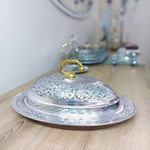 Handmade oval copper serving plate,special design for food service,copper serving tray with lid,kitchen decor,copper dinner pan,gift for her