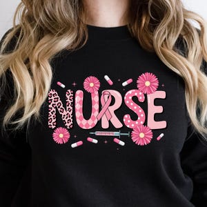 Nurse Pink Ribbon Long Sleeve Shirt – Breast Cancer Awareness Nursing Tee, Cute Pink Ribbon Top, October Support Shirt Gift