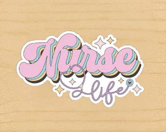 Pegatina "Enfermera": vinilo retro pastel para portátiles y botellas de agua.