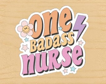 Pegatina de enfermera ruda: vinilo retro, regalo divertido para el cuidado de la salud