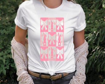 Camiseta con lazo de conejito de Pascua, camiseta con gráfico de conejo