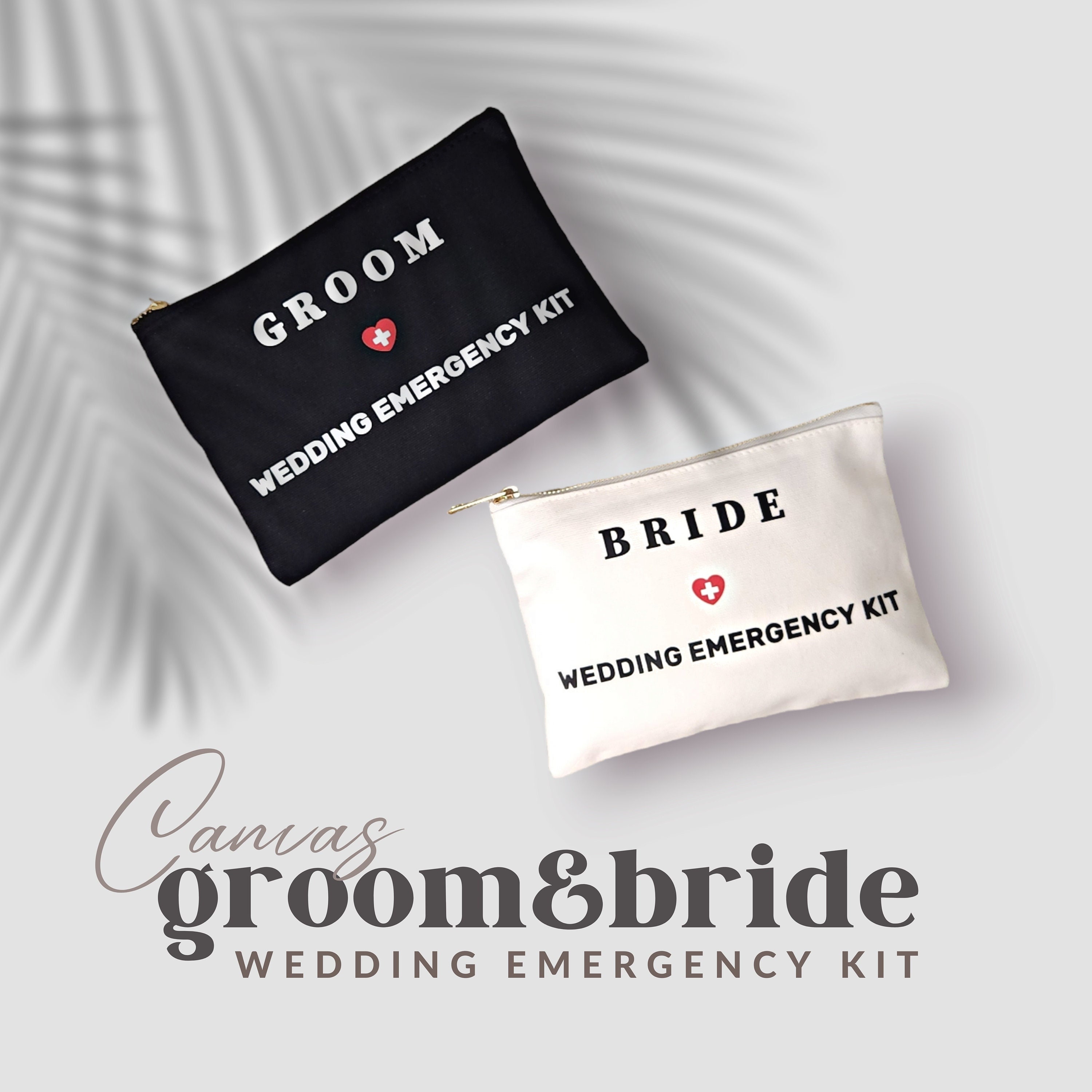 Wedding Bride and Bridesmaid Getting Ready Emergency Kit including candle  and champagne snacks