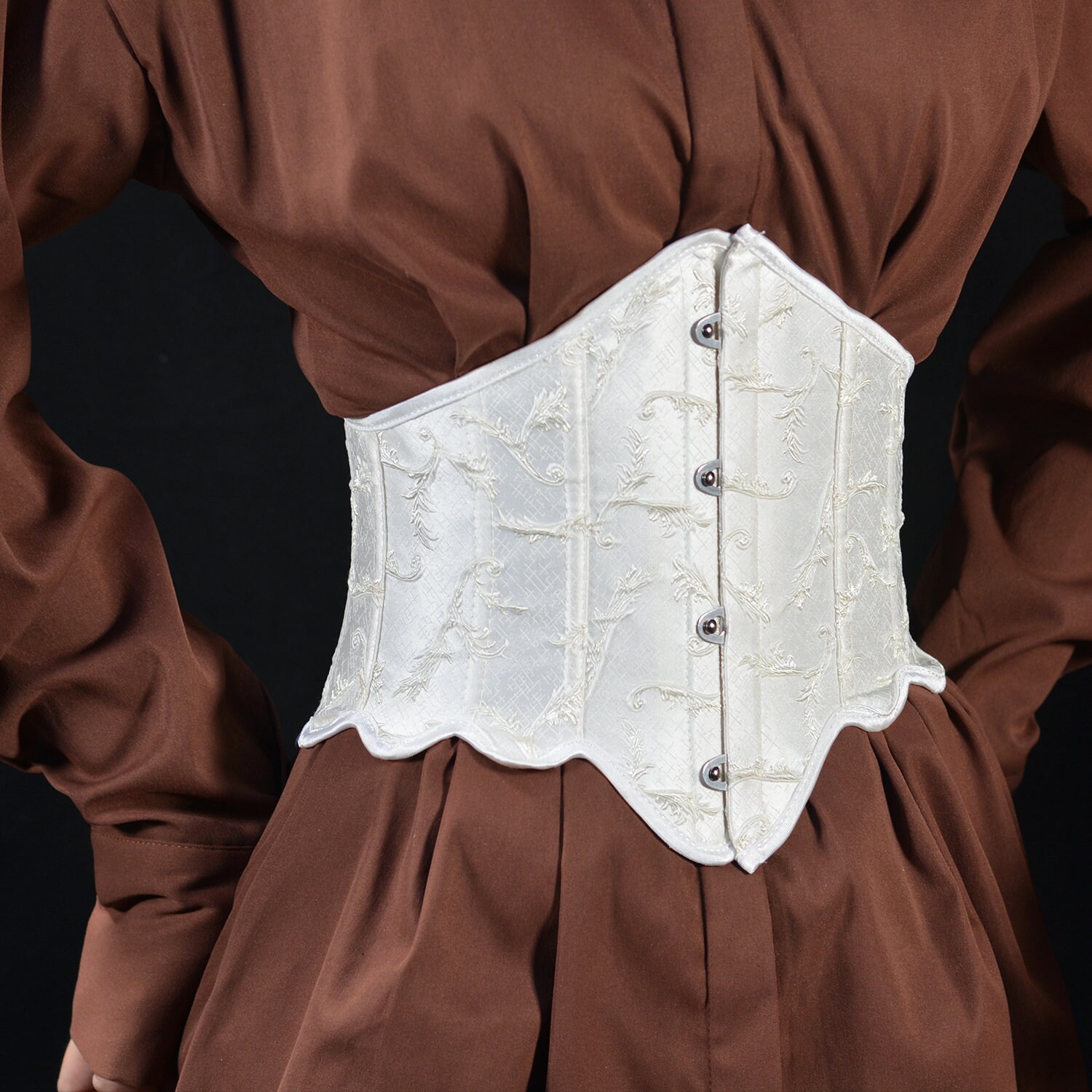 underbust corset belt white