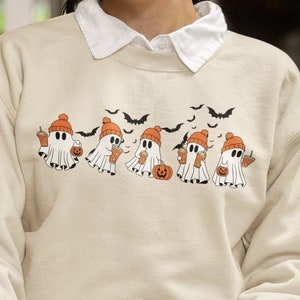 Spooky Season Crewneck Sweatshirt- Cozy Halloween Vibes | Pumpkin Spice Sweatshirt| Halloween Sweater | Ghost Sweatshirt | Coffee Sweatshirt