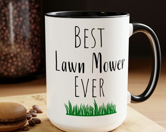 Taza de café bicolor divertida para papá, 443 ml / El mejor cortacésped del mundo / Taza del Día del Padre / Regalo divertido para el Día del Padre / Regalo divertido para papá