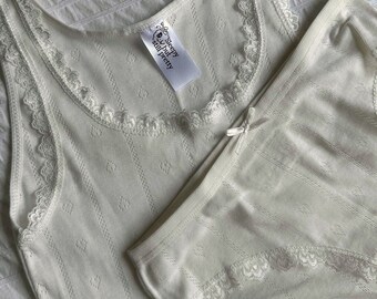 Conjunto de ropa de hogar Pointelle blanca de algodón fino