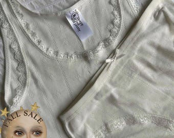 Heart Shape Pointelle 100% Cotton White Homewear Set