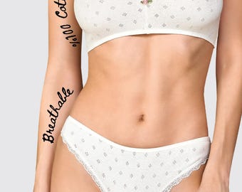 Pointelle set med bralette och trosa i mjukt ekologiskt tyg, 100 % bomull