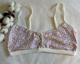 100% Cotton Soft Fabric Flower Bralette