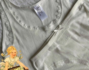 Heart Shape Pointelle 100% Cotton White Homewear Set