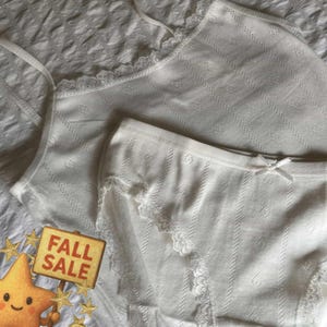 Heart Shape Pointelle 100% Cotton White Homewear Set