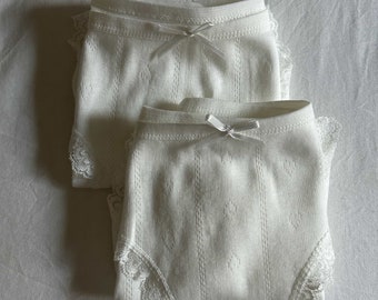 Two & Three Pack Fine Cotton White Pointelle Low Rise Brief Panties